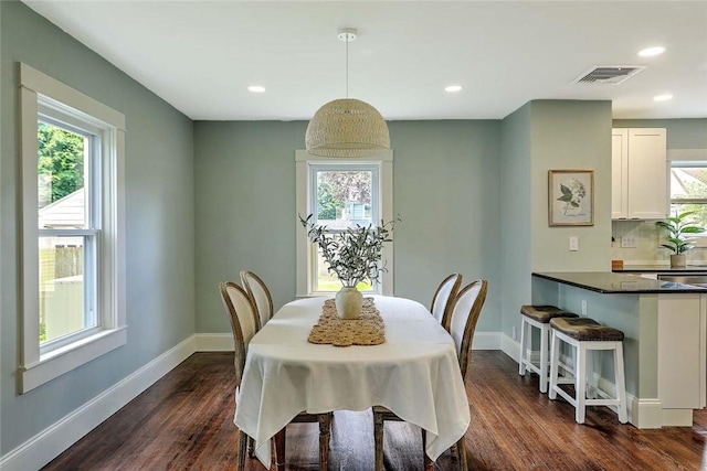 101 Knollwood Ave, Cranston, RI 02910 - dining room featuring plenty of natural light, dark wood-style floors, baseboards, and recessed lighting