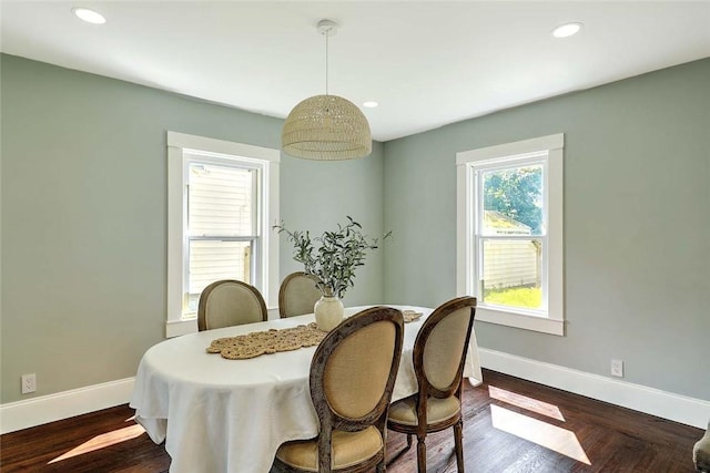 101 Knollwood Ave, Cranston, RI 02910 - dining room featuring baseboards, recessed lighting, and dark wood-style flooring