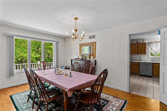 84 River Farms Dr Unit 84, West Warwick, RI 02893 - dining room featuring a chandelier, light wood-type flooring, and baseboards
