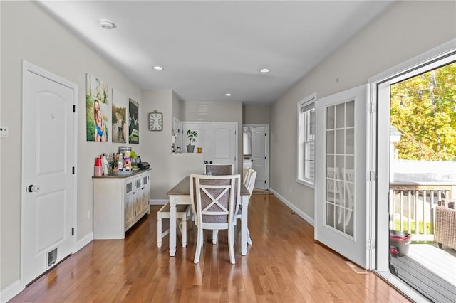 132 Theresa Marie Ave, Woonsocket, RI 02895 - dining room with light wood-style floors, recessed lighting, and baseboards