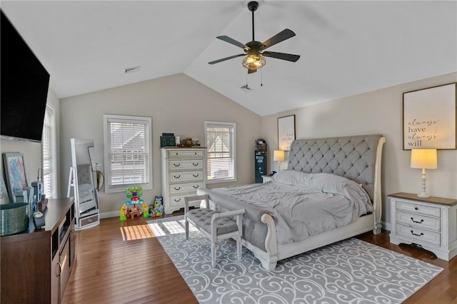 132 Theresa Marie Ave, Woonsocket, RI 02895 - bedroom with vaulted ceiling, wood finished floors, ceiling fan, and baseboards