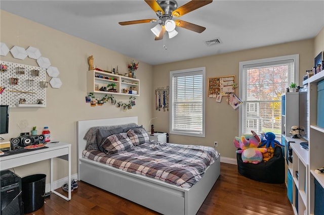 132 Theresa Marie Ave, Woonsocket, RI 02895 - bedroom with dark wood finished floors, baseboards, and a ceiling fan