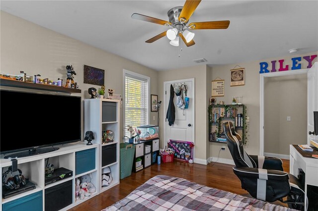 132 Theresa Marie Ave, Woonsocket, RI 02895 - office featuring a ceiling fan, dark wood-style floors, and baseboards