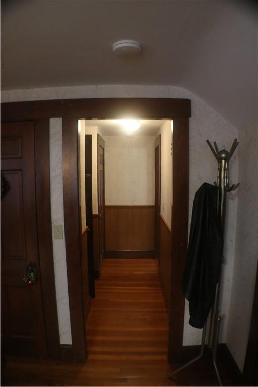 281 Auburn St, Cranston, RI 02910 - hall with wood finished floors and wainscoting