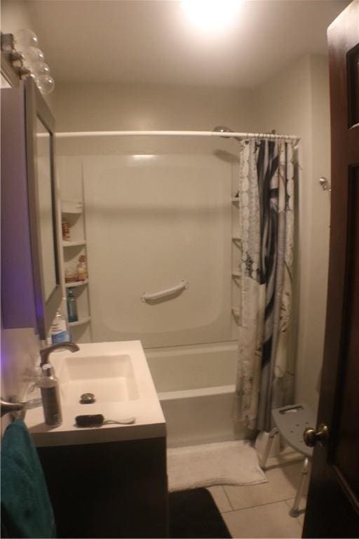 281 Auburn St, Cranston, RI 02910 - bathroom featuring vanity, shower / bathtub combination with curtain, and tile patterned floors