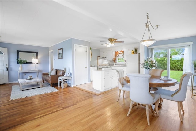 86 Weekapaug Rd, Westerly, RI 02891 - dining space featuring light wood-type flooring and ceiling fan