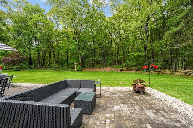 10 Bigelow Rd, Johnston, RI 02919 - view of patio featuring an outdoor living space with a fire pit
