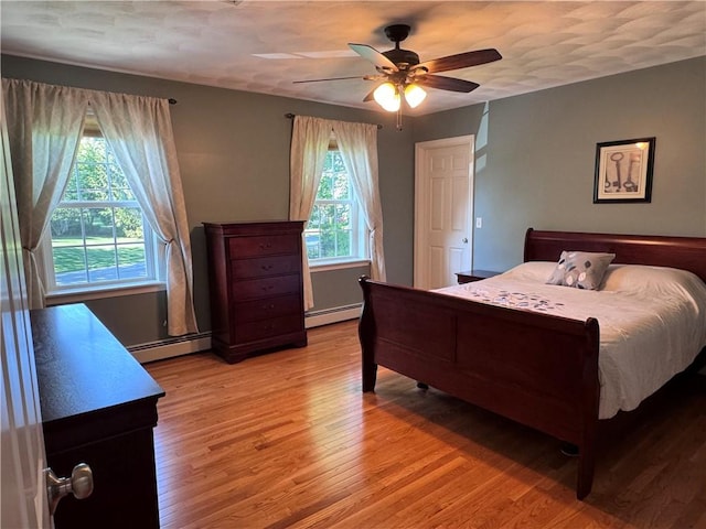 60 Farm Dr, Cumberland, RI 02864 - bedroom with light wood-style floors, ceiling fan, and a baseboard radiator