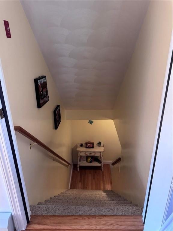 60 Farm Dr, Cumberland, RI 02864 - stairs with wood finished floors and lofted ceiling