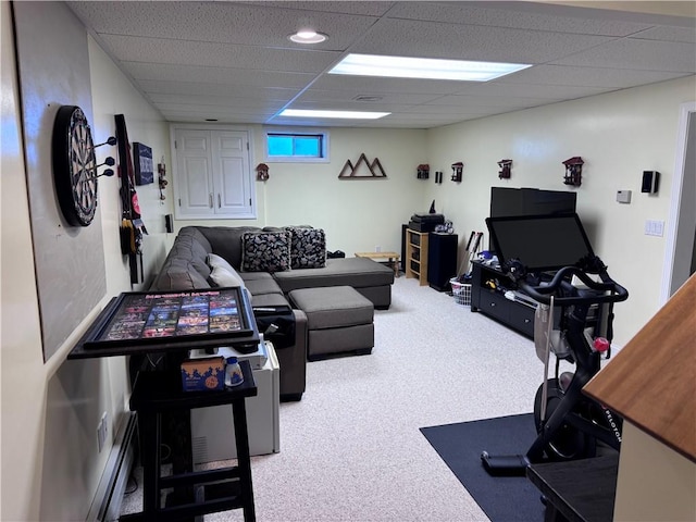 60 Farm Dr, Cumberland, RI 02864 - living area featuring carpet floors and a drop ceiling