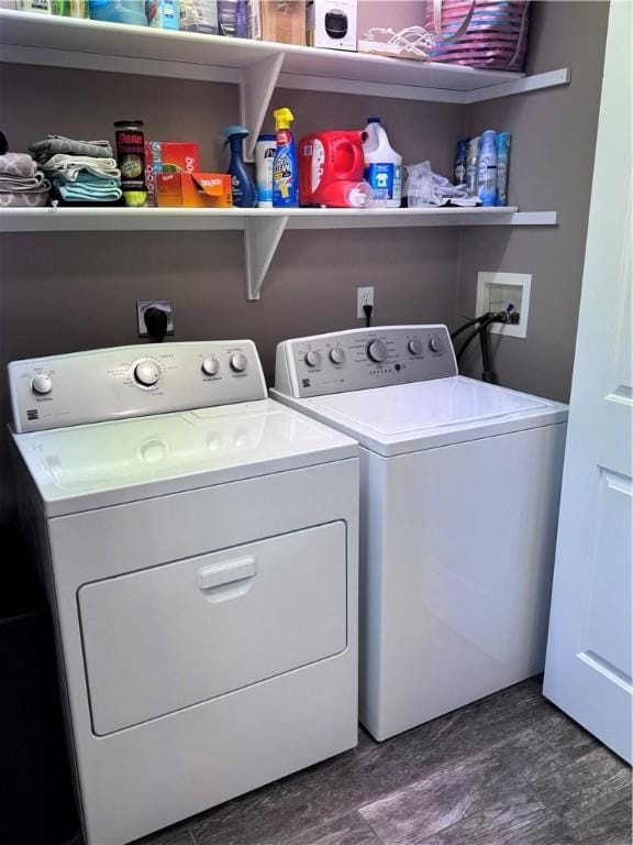 60 Farm Dr, Cumberland, RI 02864 - washroom with independent washer and dryer and dark wood finished floors