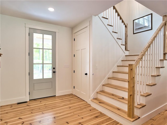 1 Hinter Way, Little Compton, RI 02837 - foyer featuring recessed lighting, stairway, light wood-type flooring, and baseboards
