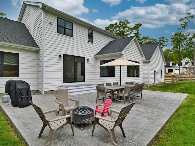 1 Hinter Way, Little Compton, RI 02837 - view of patio / terrace with an outdoor fire pit