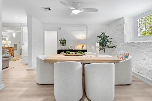 426 Spring St Unit B101, Newport, RI 02840 - dining room featuring light wood-type flooring, ceiling fan, baseboards, and recessed lighting