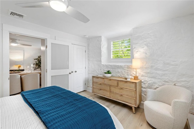 426 Spring St Unit B101, Newport, RI 02840 - bedroom featuring light wood-type flooring, ceiling fan, and a closet