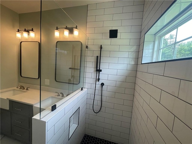 125 Fairview Ave, Hopkinton, RI 02832 - bathroom with a tile shower and double vanity