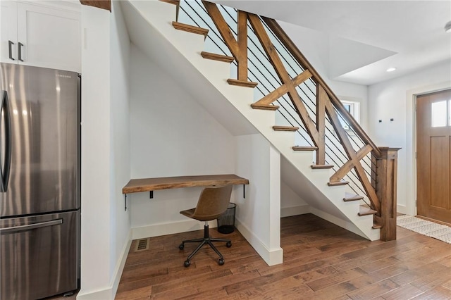 23 Hemlock St, Narragansett, RI 02882 - staircase featuring wood finished floors, baseboards, and recessed lighting
