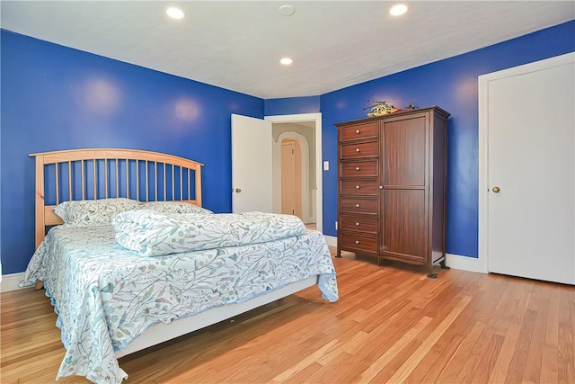 822 Cottage St, Pawtucket, RI 02861 - bedroom with baseboards, light wood finished floors, and recessed lighting
