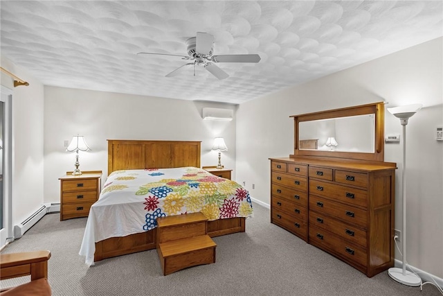 53 Morgan Ct, North Kingstown, RI 02852 - bedroom featuring a baseboard radiator, light colored carpet, a wall mounted AC, and attic access