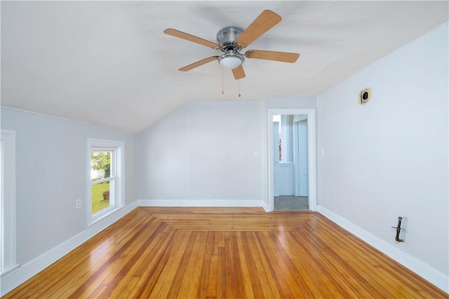 130 Hunts Ave, Pawtucket, RI 02861 - additional living space with light wood-style floors, baseboards, a ceiling fan, and vaulted ceiling