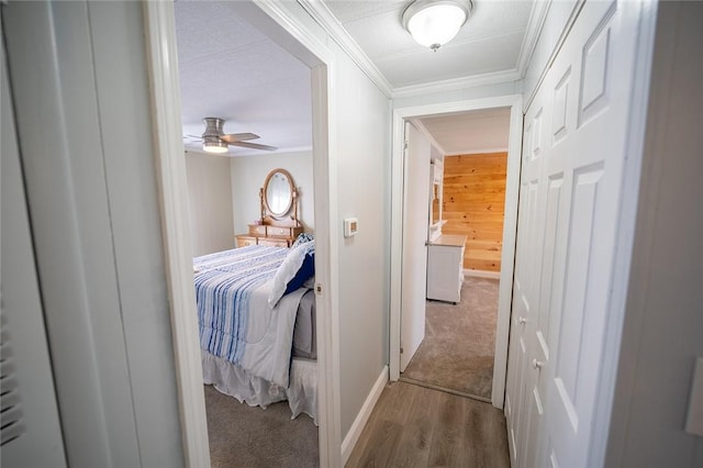 7 Lane D Dr, Coventry, RI 02816 - hallway with ornamental molding, wood finished floors, and baseboards