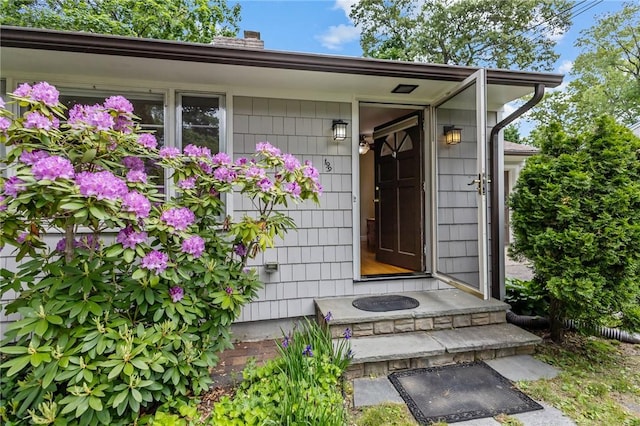 199 Vaughn Ave, Warwick, RI 02886 - view of exterior entry with a chimney