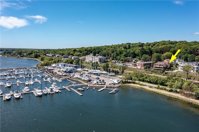 3976 Post Rd, Warwick, RI 02886 - drone / aerial view of a large body of water, numerous boat docks, and a heavily wooded area