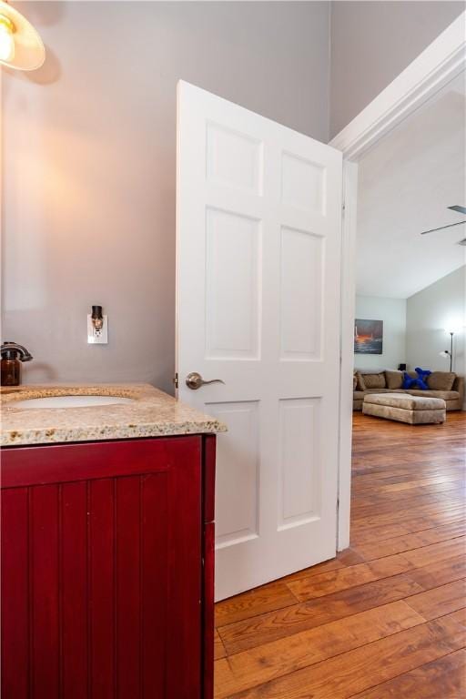 3976 Post Rd, Warwick, RI 02886 - bathroom featuring vanity and wood-type flooring