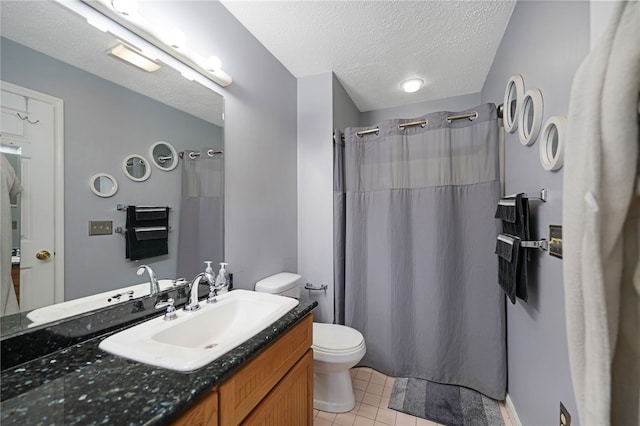 29 Valley View Dr, Cranston, RI 02921 - full bath with toilet, a textured ceiling, vanity, tile patterned floors, and a shower with shower curtain