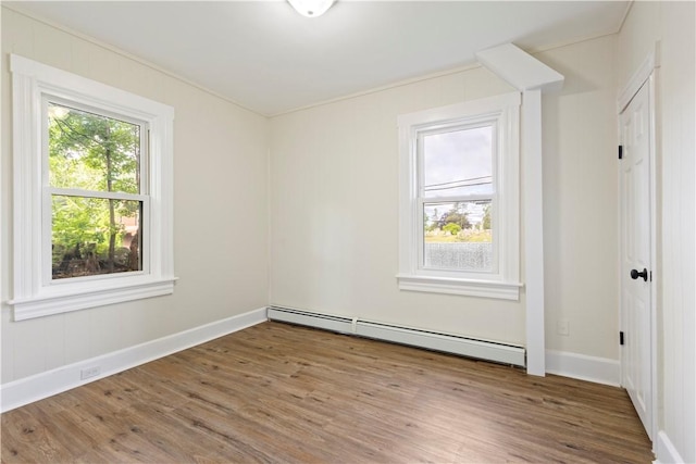 9 Woodbine St, Providence, RI 02906 - spare room featuring baseboard heating, wood finished floors, and baseboards