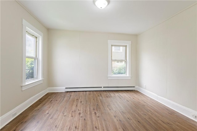 9 Woodbine St, Providence, RI 02906 - spare room featuring baseboard heating, hardwood / wood-style flooring, and baseboards