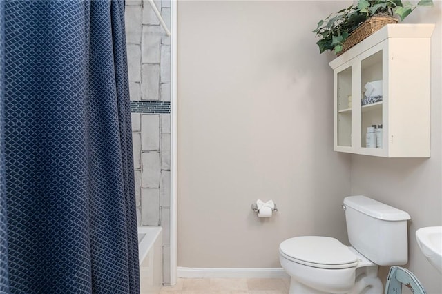 3 Berm Dr, Cumberland, RI 02864 - bathroom featuring toilet, baseboards, shower / tub combination, and tile patterned flooring