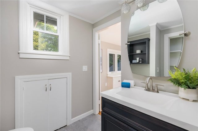 211 Rumstick Rd, Barrington, RI 02806 - bathroom with vanity and crown molding