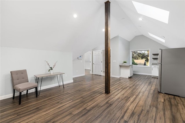 211 Rumstick Rd, Barrington, RI 02806 - bonus room featuring a skylight, lofted ceiling, and dark wood-type flooring