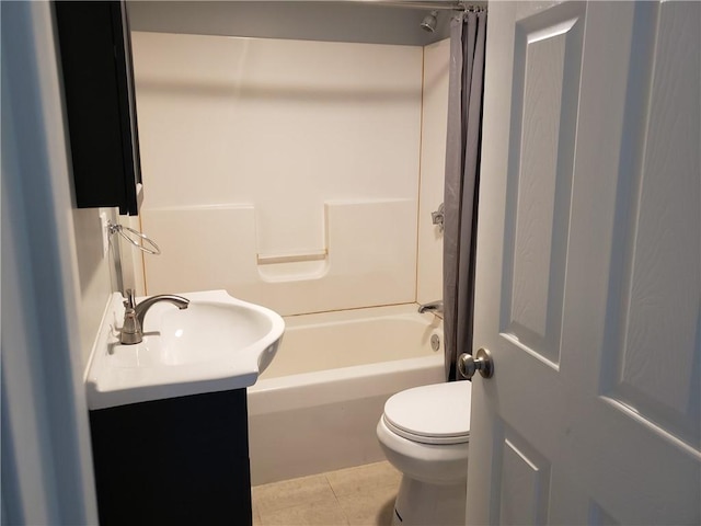 56 River St Unit 23, West Warwick, RI 02893 - full bathroom with toilet, vanity, shower / bath combo with shower curtain, and tile patterned flooring