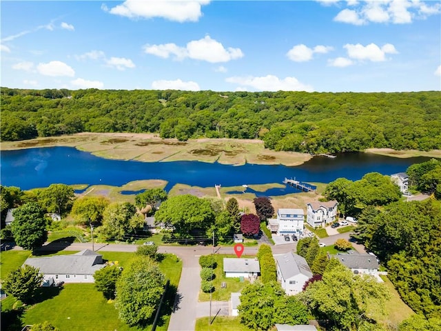 75 Circuit Dr, Narragansett, RI 02882 - bird's eye view of a heavily wooded area and a nearby body of water