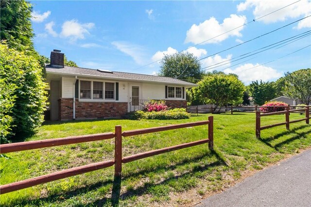 75 Circuit Dr, Narragansett, RI 02882 - ranch-style house featuring brick siding and a chimney