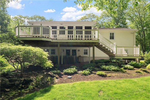 70 High Ridge Dr, Cumberland, RI 02864 - rear view of property featuring a deck and stairway