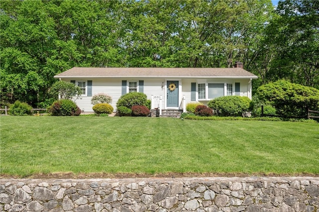 70 High Ridge Dr, Cumberland, RI 02864 - view of front of property with a chimney and a front yard
