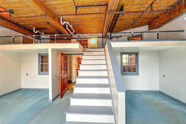 116 Chestnut St Unit G, Providence, RI 02903 - stairway with baseboards and carpet