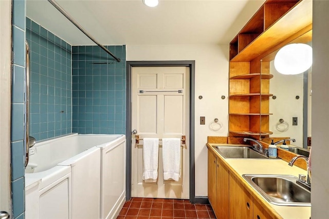 116 Chestnut St Unit G, Providence, RI 02903 - bathroom featuring tile patterned flooring,  shower combination, and double vanity