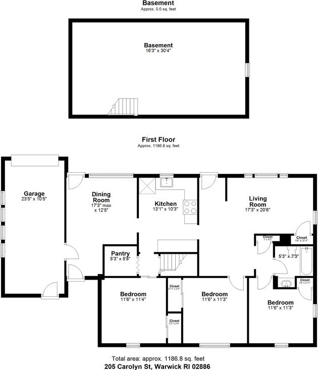205 Carolyn St, Warwick, RI 02886 - view of property floor plan