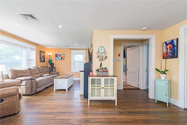 205 Carolyn St, Warwick, RI 02886 - living area with dark wood-type flooring and recessed lighting