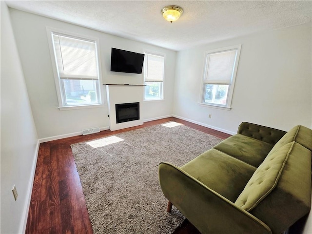 5 Rosemont Ter, North Providence, RI 02911 - living room featuring wood finished floors, baseboards, a glass covered fireplace, and a textured ceiling