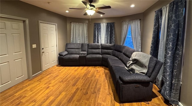 20 Vivian Ave, Cumberland, RI 02864 - living area with a ceiling fan, light wood finished floors, and recessed lighting
