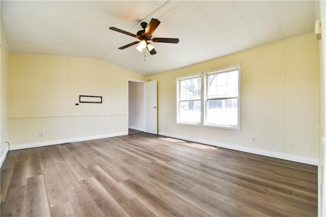 40 Lowell Ave, Pawtucket, RI 02861 - empty room with vaulted ceiling, wood finished floors, ceiling fan, and baseboards