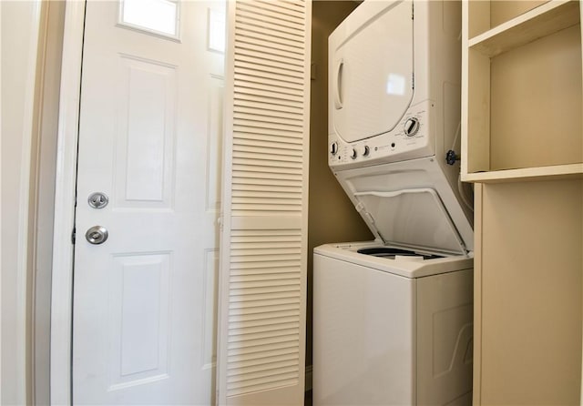 40 Lowell Ave, Pawtucket, RI 02861 - washroom featuring stacked washer / drying machine