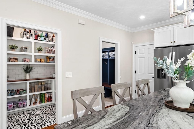 13 Vincent Way, Cumberland, RI 02864 - dining room featuring crown molding, baseboards, and recessed lighting