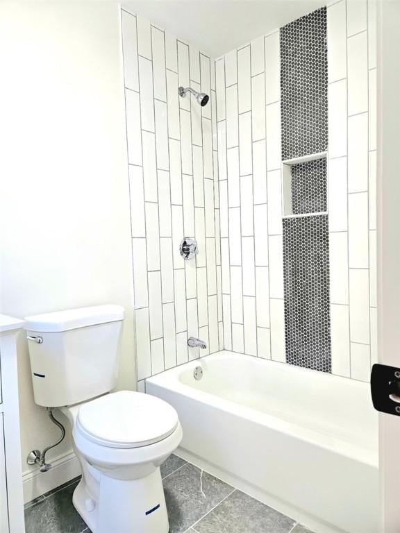 90 Grove St, Providence, RI 02903 - full bathroom featuring toilet, shower / washtub combination, tile patterned floors, and baseboards