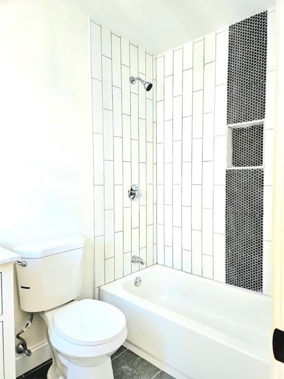 90 Grove St, Providence, RI 02903 - bathroom featuring toilet, bathtub / shower combination, tile patterned floors, and vanity
